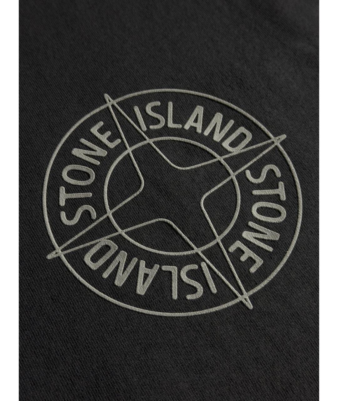 STONE ISLAND Антрацитовая хлопковая футболка, фото 5