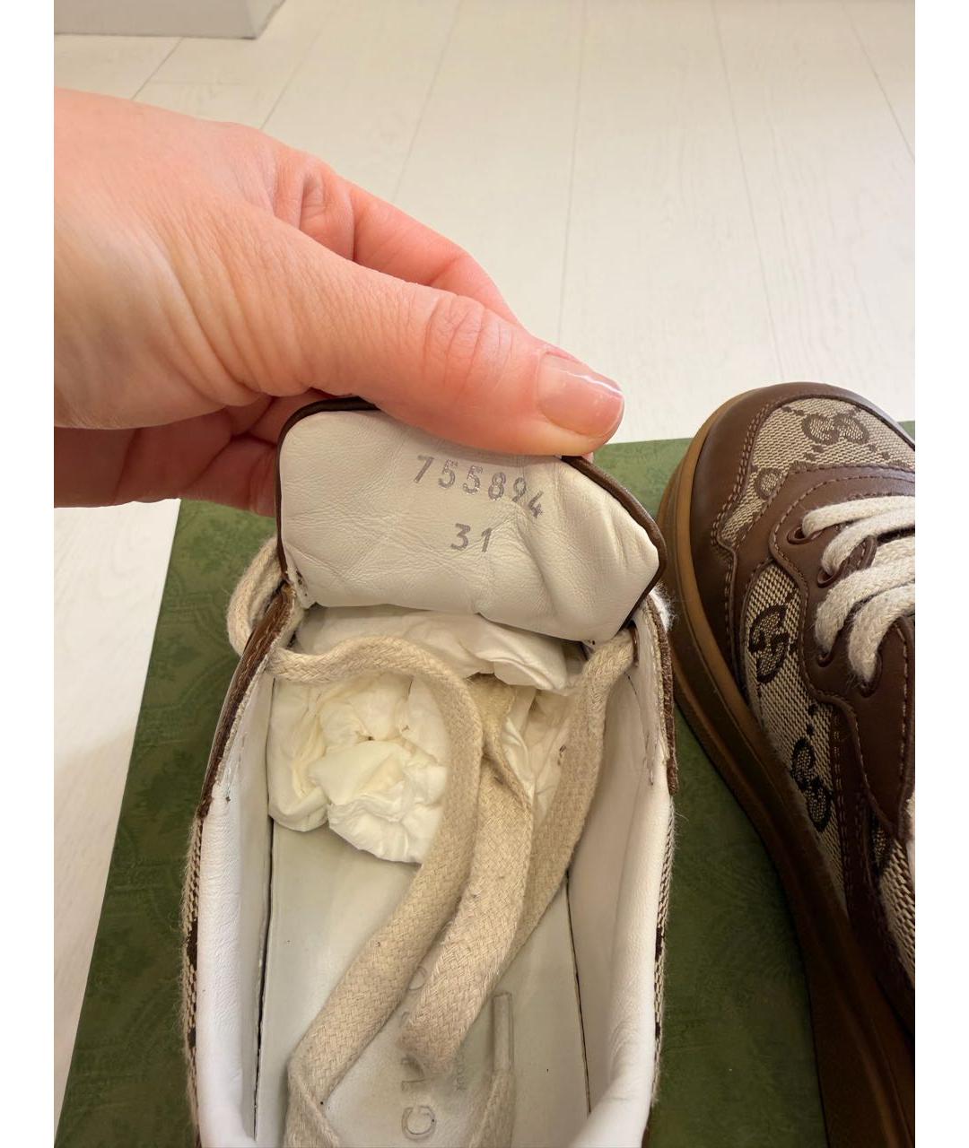 GUCCI Коричневые кожаные кеды, фото 7