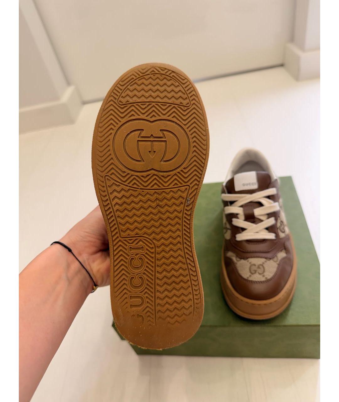 GUCCI Коричневые кожаные кеды, фото 6