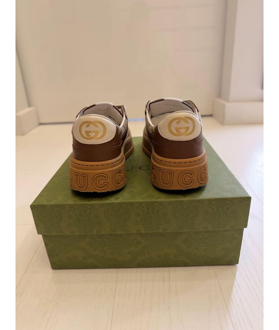 GUCCI Коричневые кожаные кеды, фото 4