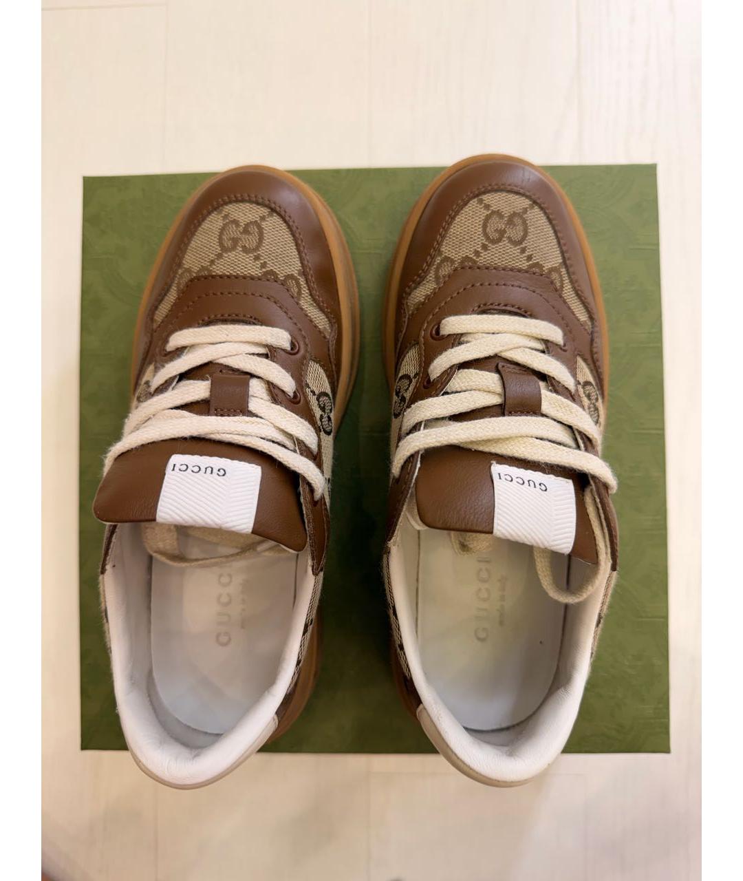 GUCCI Коричневые кожаные кеды, фото 3