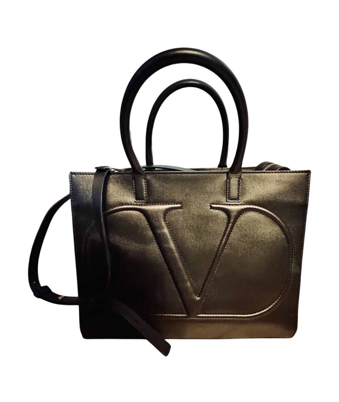 VALENTINO Черная кожаная сумка тоут, фото 1