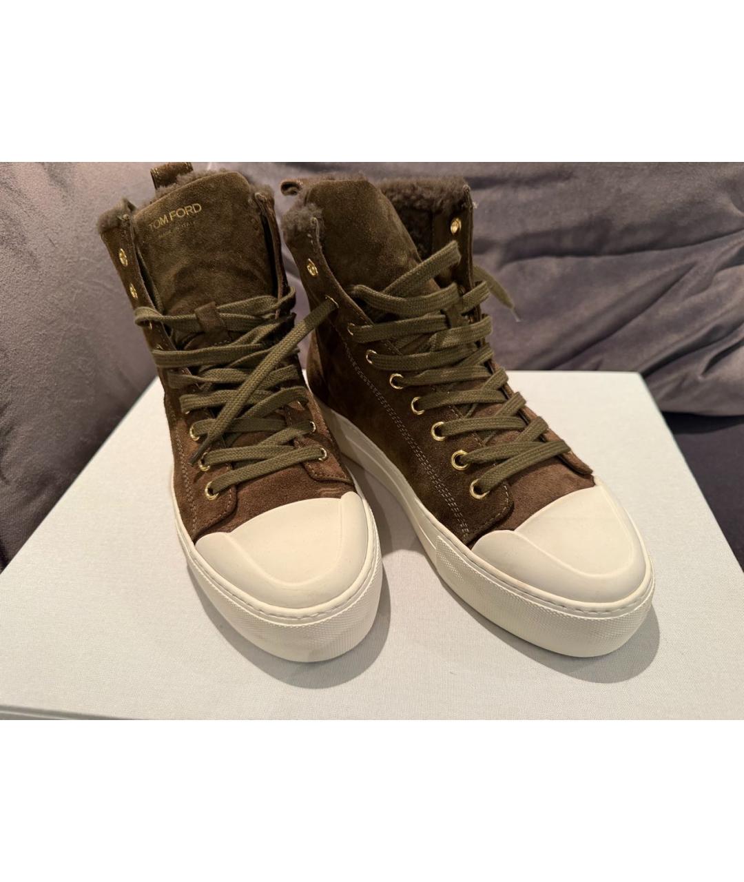 TOM FORD Хаки замшевые ботинки, фото 4