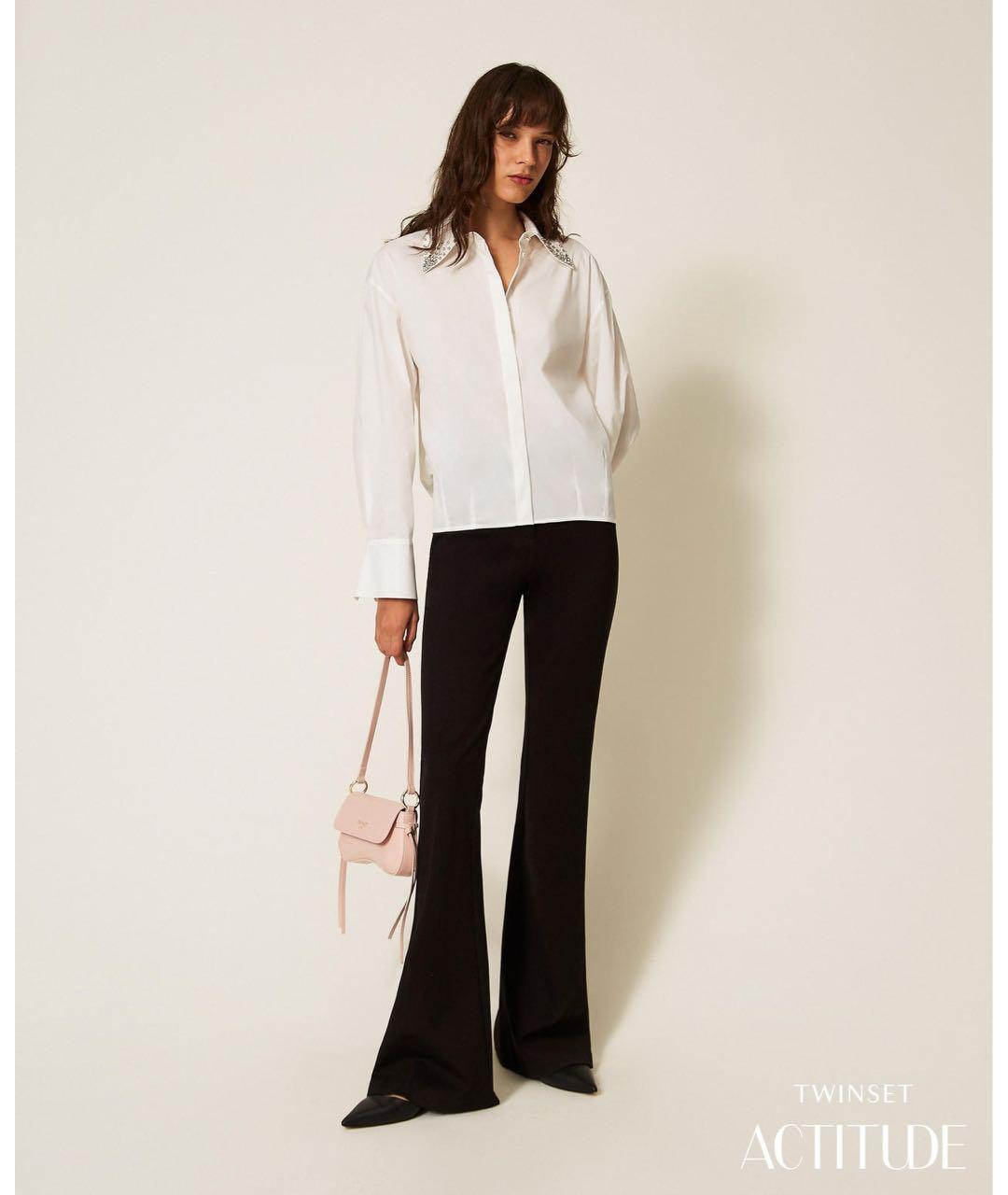 TWIN-SET Черные вискозные брюки широкие, фото 2