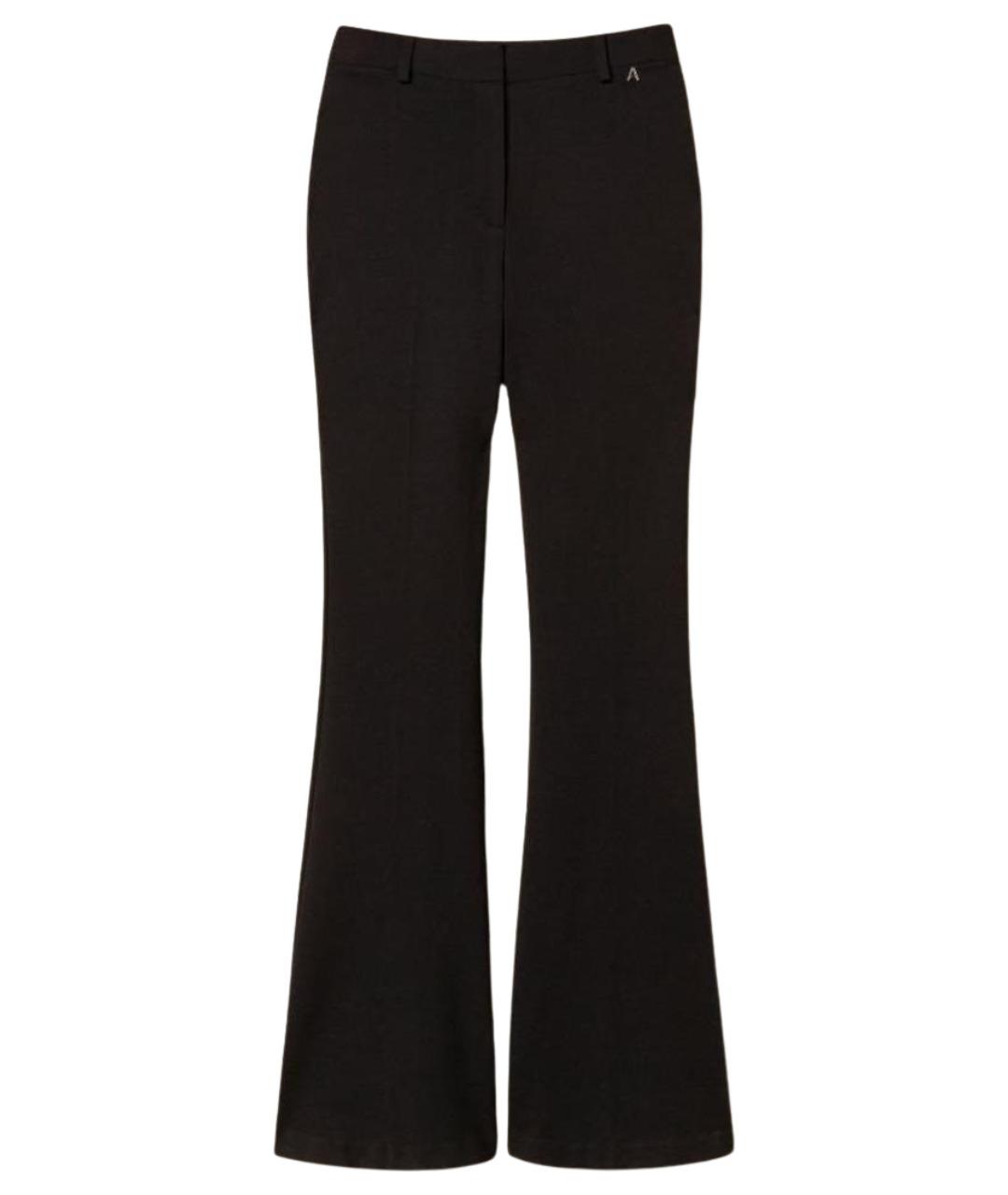 TWIN-SET Черные вискозные брюки широкие, фото 1