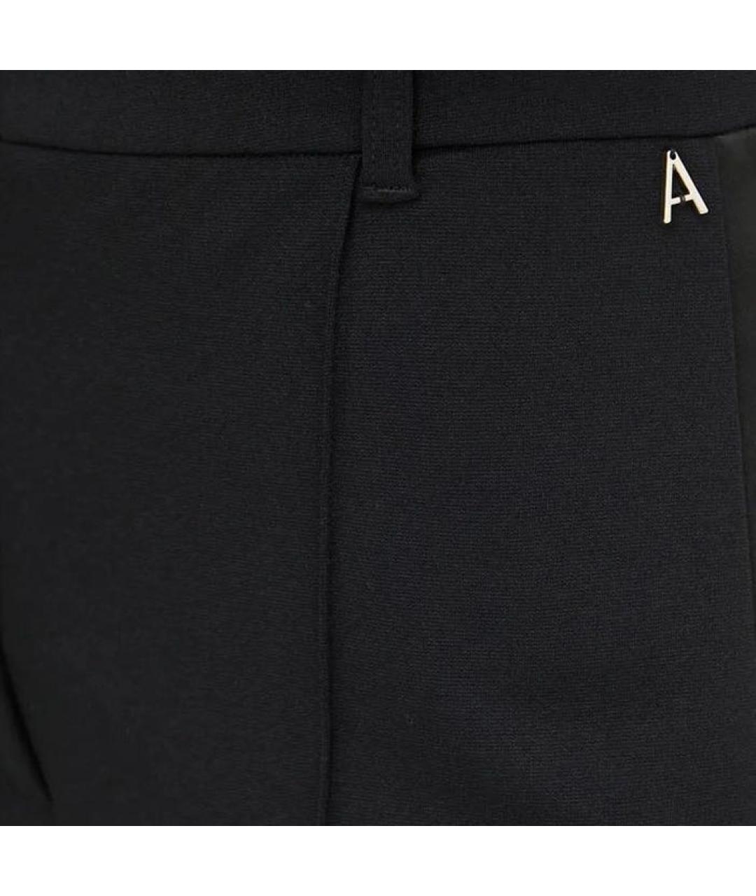 TWIN-SET Черные вискозные брюки широкие, фото 5