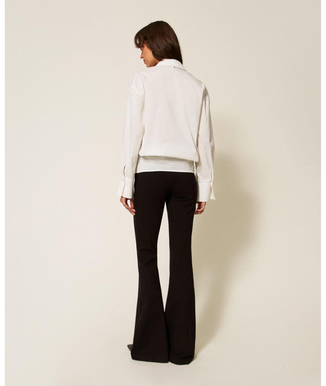 TWIN-SET Черные вискозные брюки широкие, фото 4