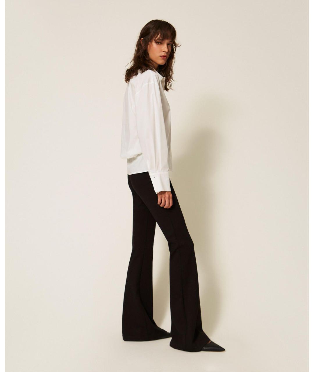 TWIN-SET Черные вискозные брюки широкие, фото 3