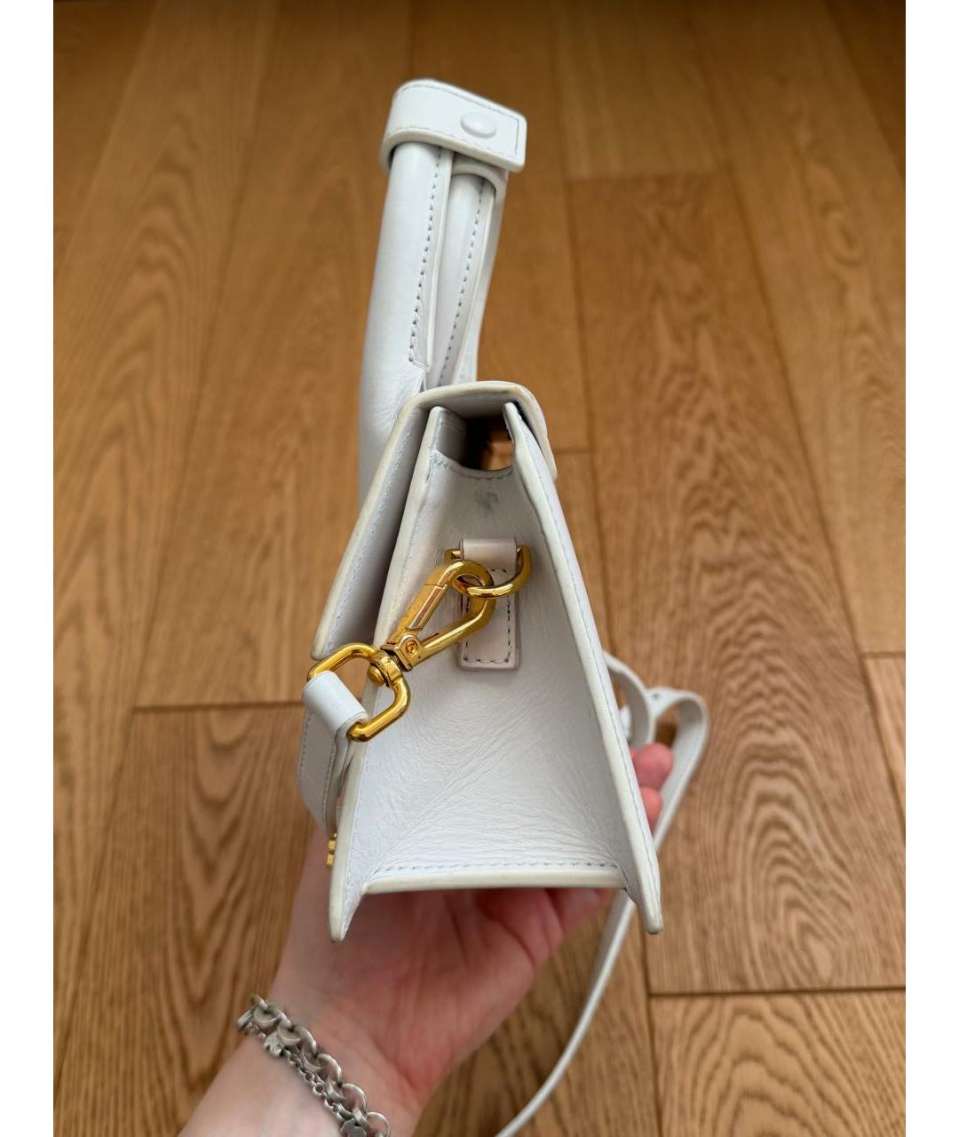 JACQUEMUS Белая кожаная сумка через плечо, фото 3