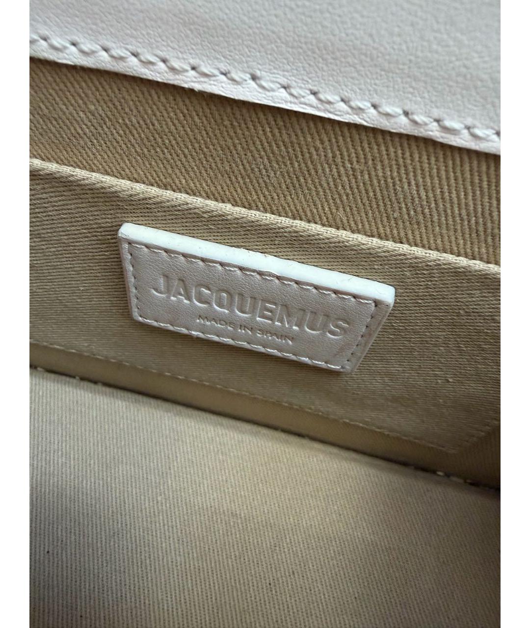 JACQUEMUS Белая кожаная сумка через плечо, фото 5