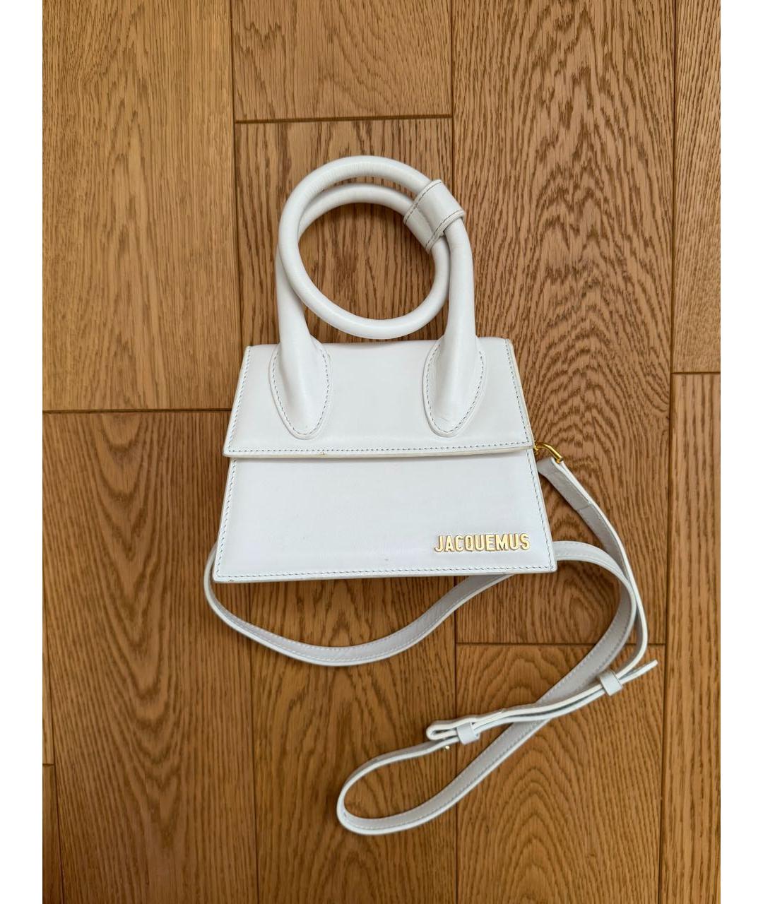 JACQUEMUS Белая кожаная сумка через плечо, фото 9