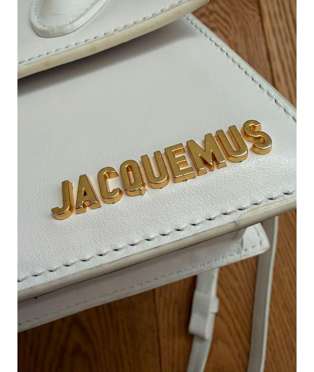 JACQUEMUS Белая кожаная сумка через плечо, фото 6