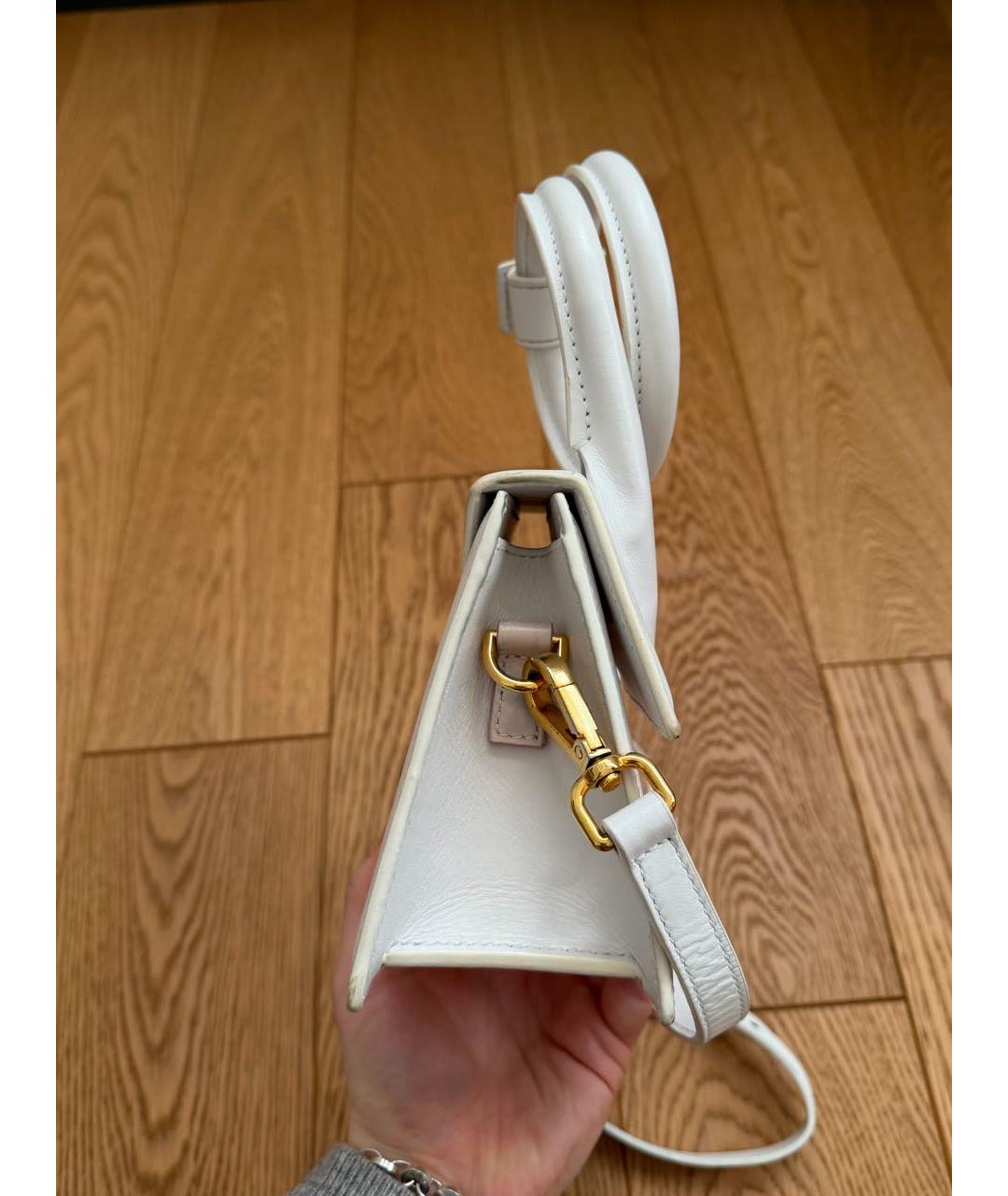 JACQUEMUS Белая кожаная сумка через плечо, фото 2