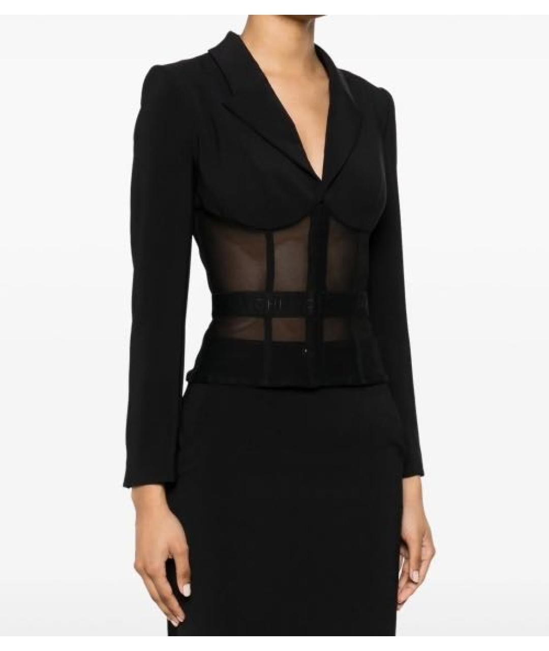 ELISABETTA FRANCHI Черный полиэстеровый жакет/пиджак, фото 6