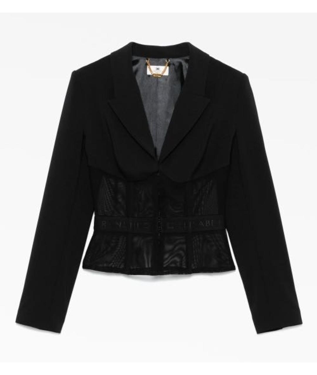 ELISABETTA FRANCHI Черный полиэстеровый жакет/пиджак, фото 2