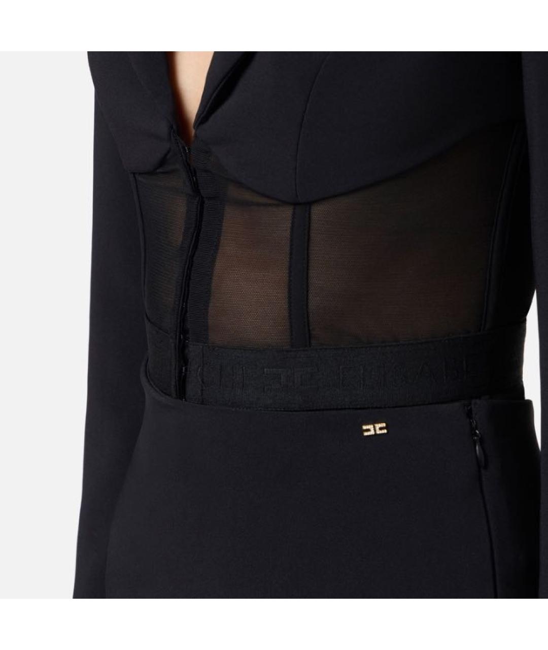 ELISABETTA FRANCHI Черный полиэстеровый жакет/пиджак, фото 4