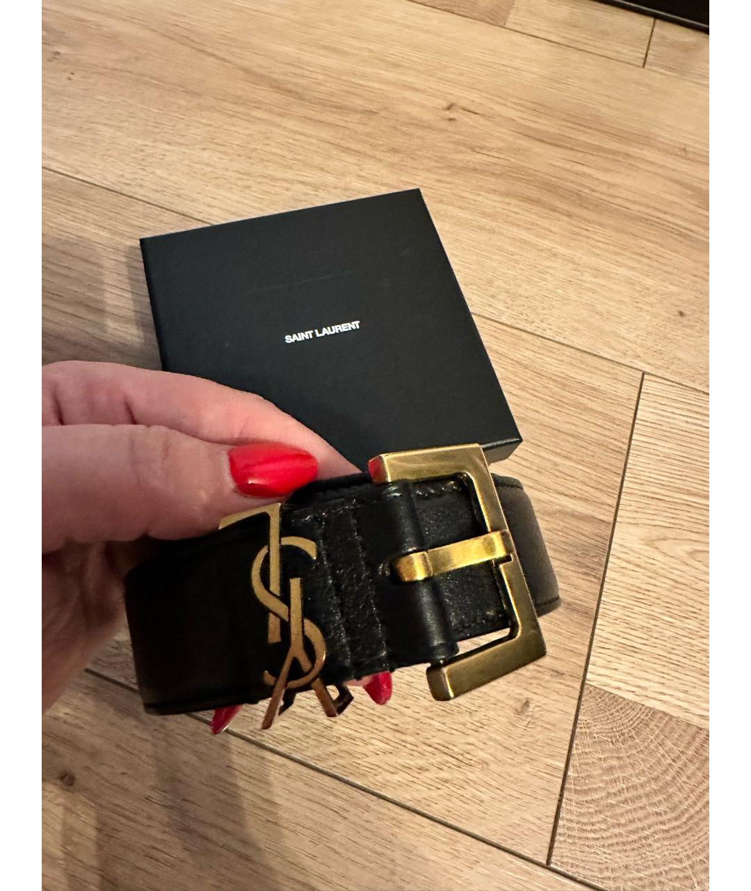 SAINT LAURENT Черный кожаный ремень, фото 2