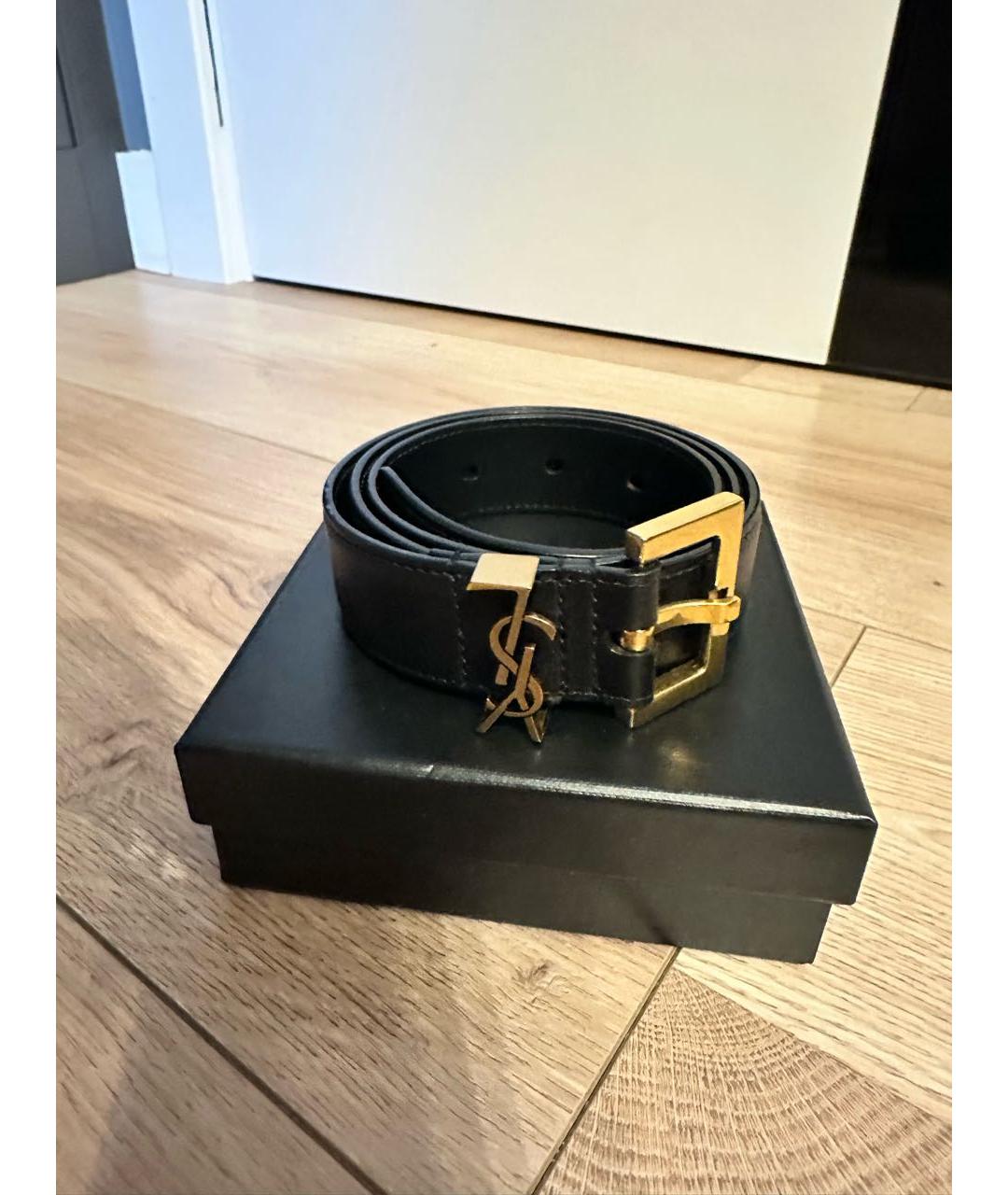 SAINT LAURENT Черный кожаный ремень, фото 5