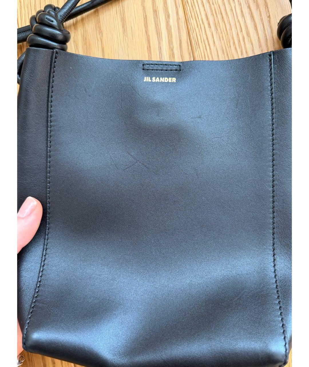 JIL SANDER Черная кожаная сумка через плечо, фото 3