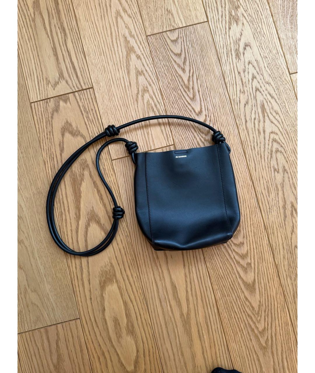 JIL SANDER Черная кожаная сумка через плечо, фото 2