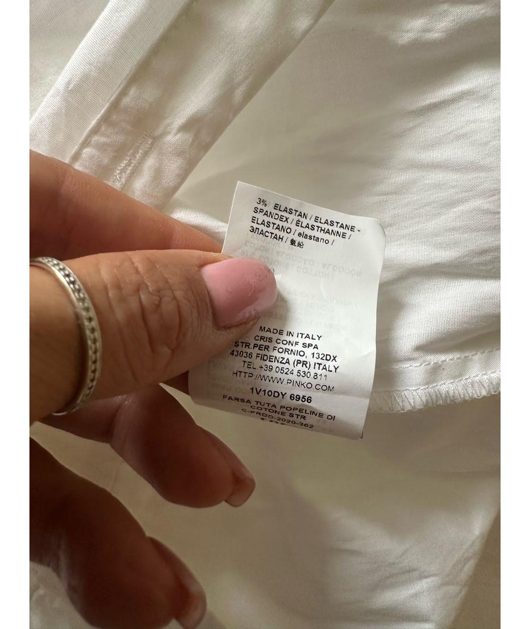 PINKO Белый хлопко-эластановый комбинезон, фото 6