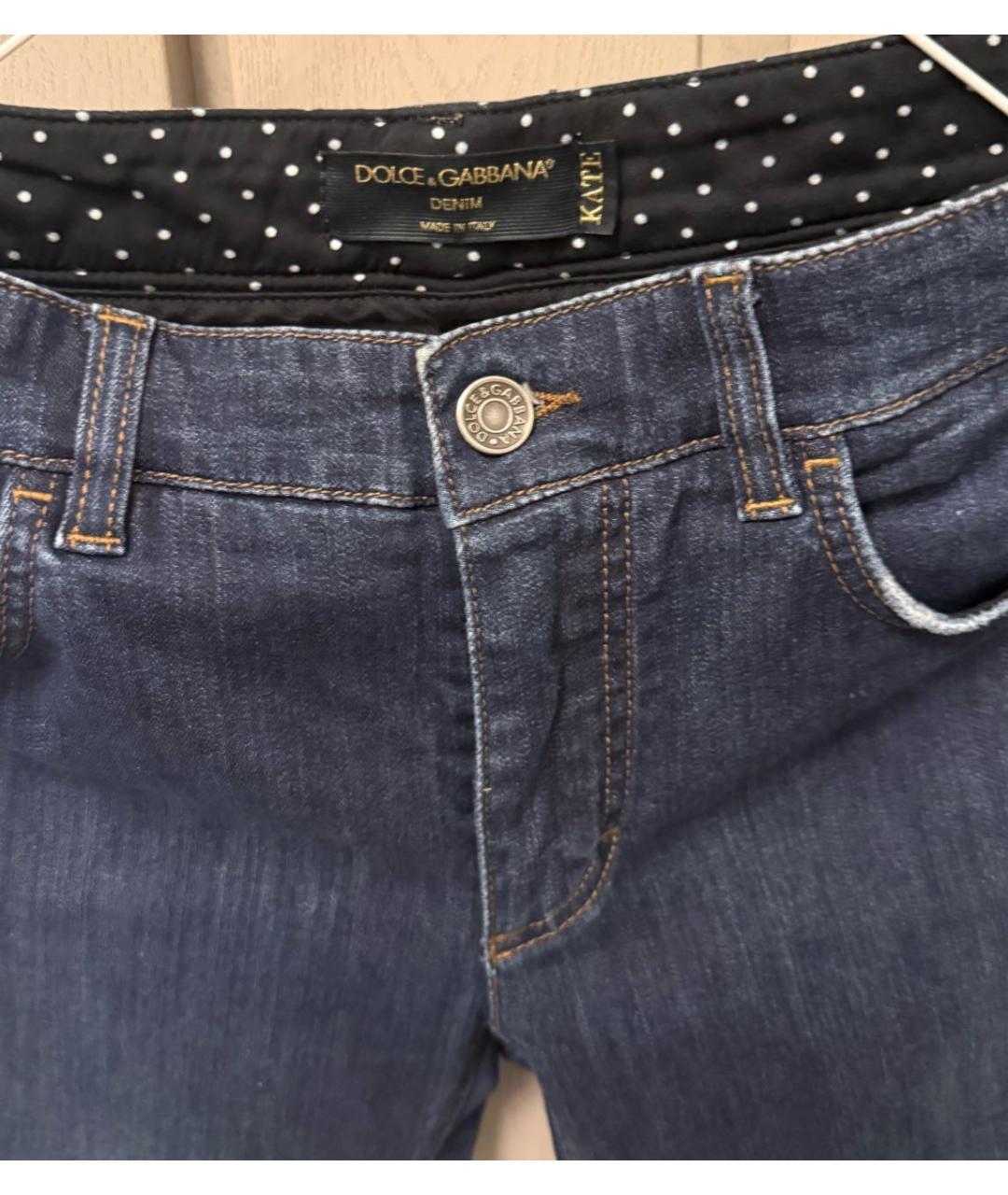 DOLCE&GABBANA Темно-синие хлопко-эластановые джинсы слим, фото 3