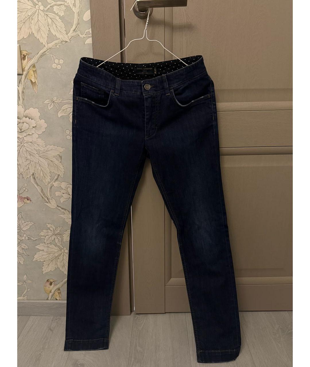 DOLCE&GABBANA Темно-синие хлопко-эластановые джинсы слим, фото 5