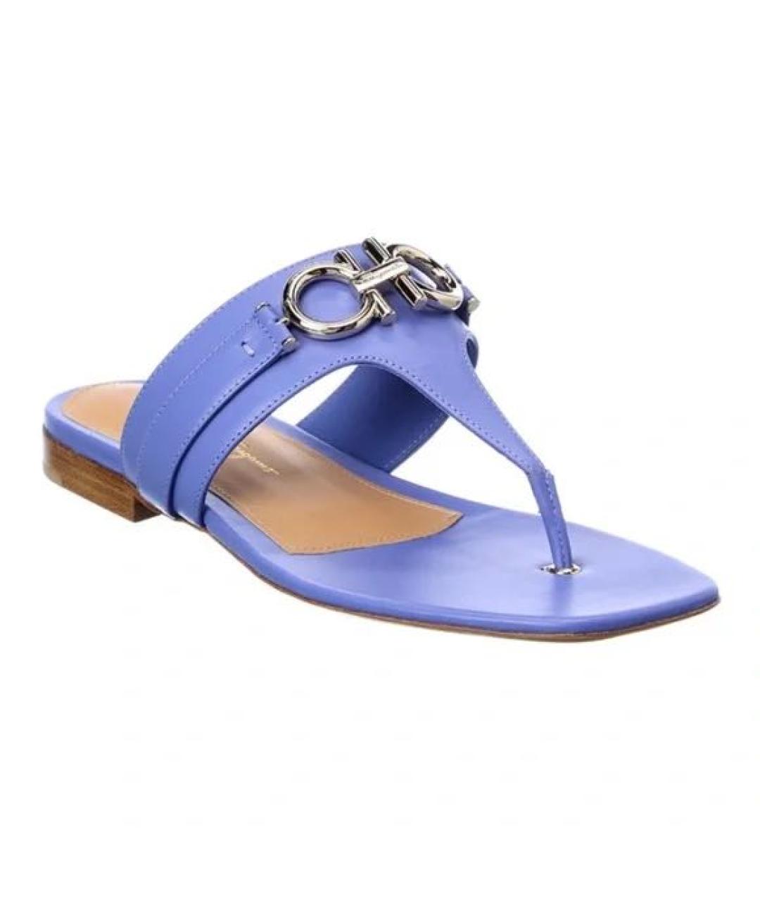 FERRAGAMO Фиолетовые кожаные шлепанцы, фото 2