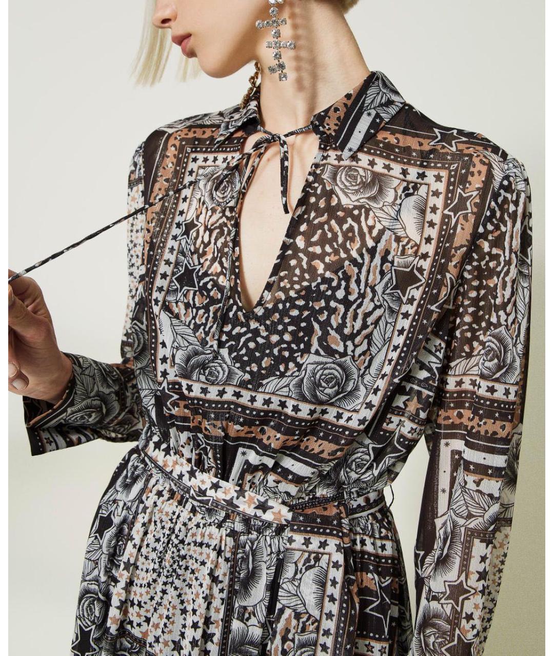 TWIN-SET Мульти полиэстеровое повседневное платье, фото 5