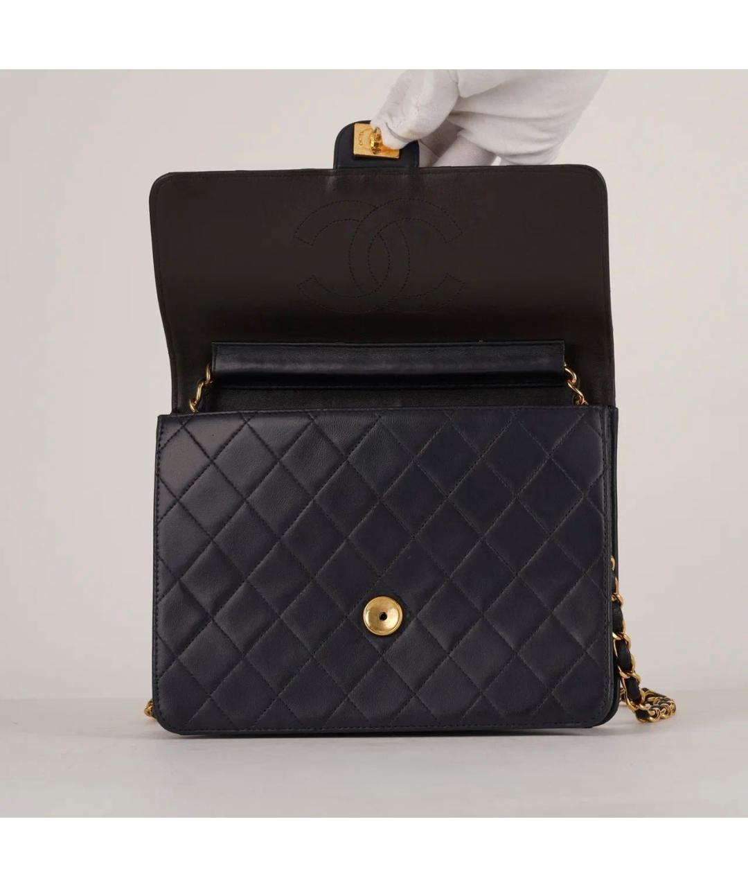 CHANEL Темно-синяя кожаная сумка через плечо, фото 7