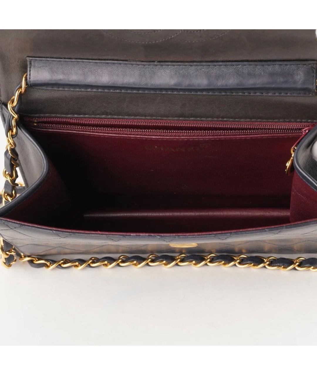 CHANEL Темно-синяя кожаная сумка через плечо, фото 8