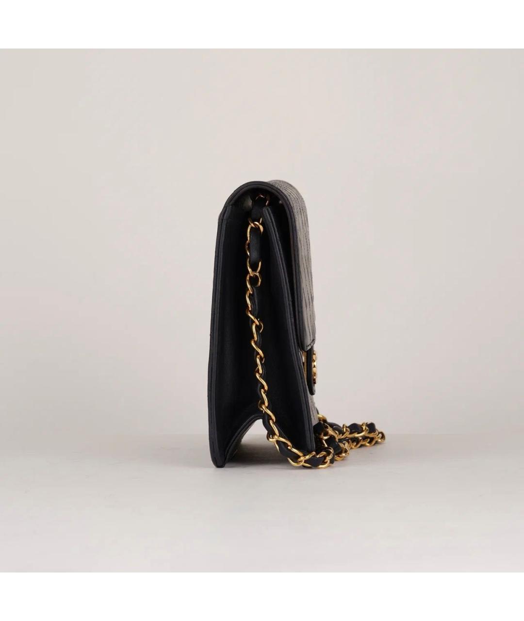 CHANEL Темно-синяя кожаная сумка через плечо, фото 3