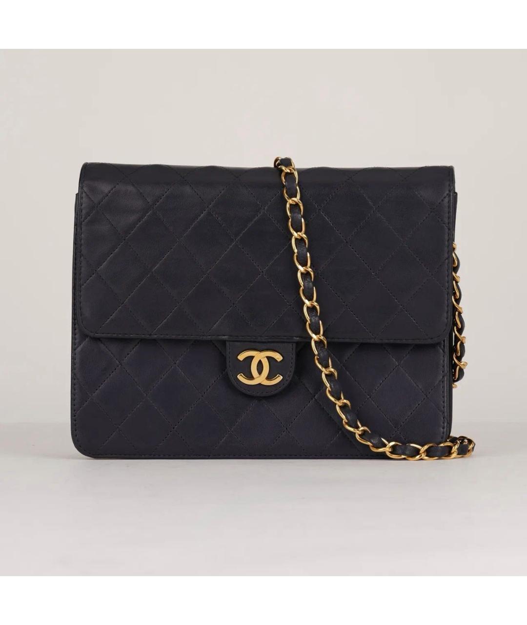 CHANEL Темно-синяя кожаная сумка через плечо, фото 9