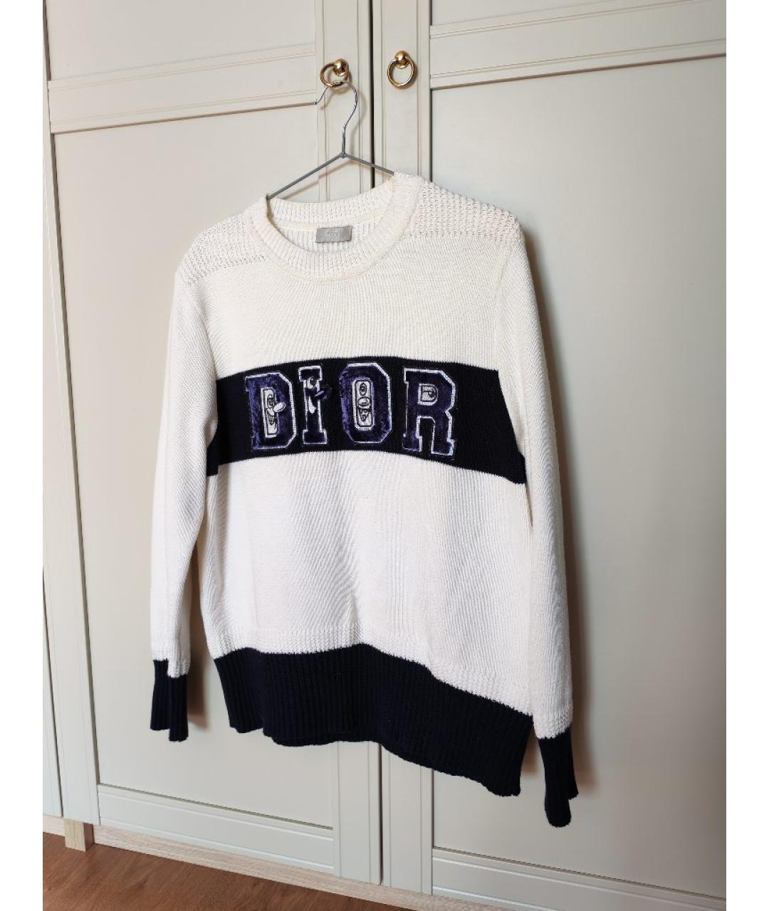 CHRISTIAN DIOR Белый хлопковый джемпер / свитер, фото 6