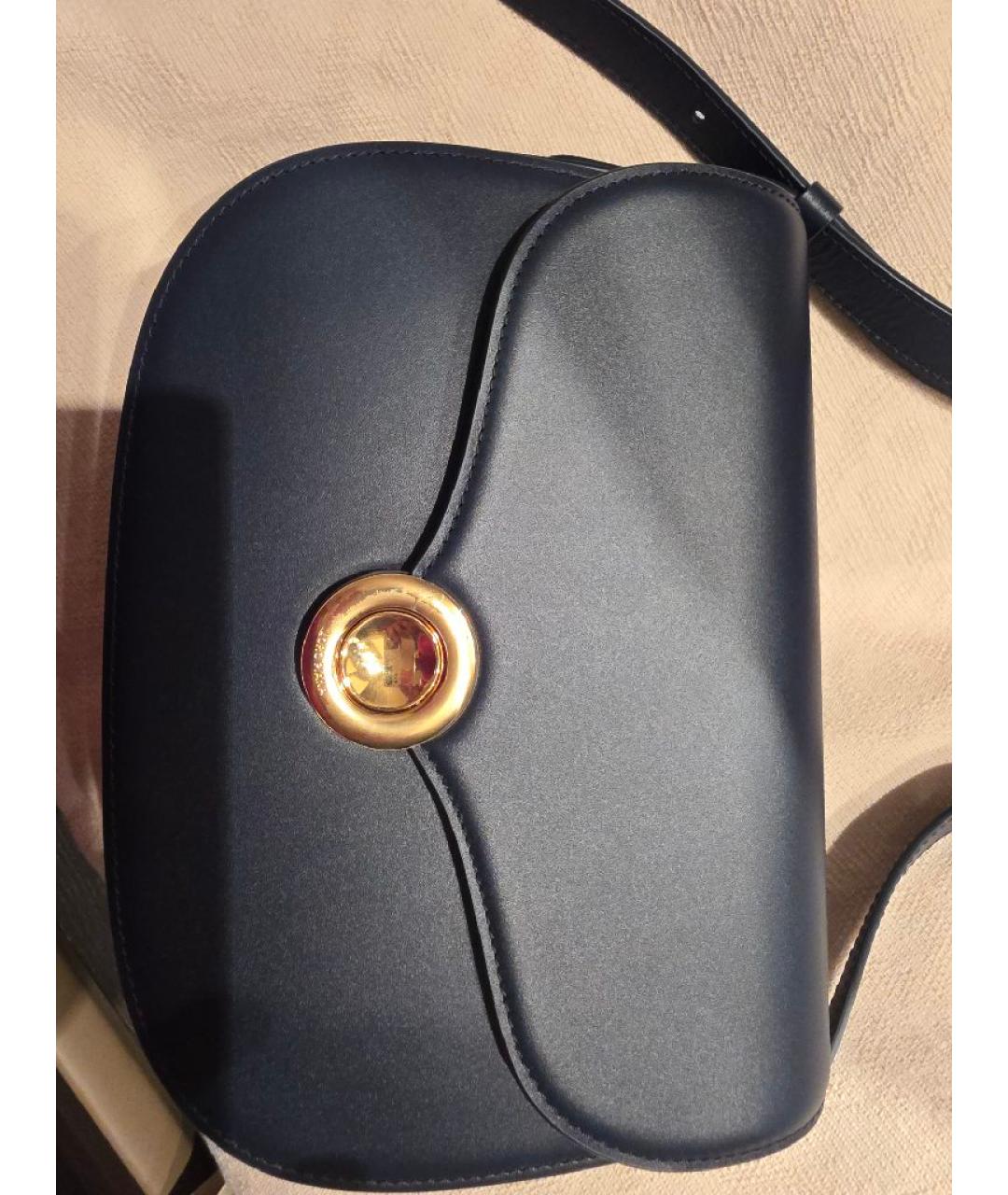 LORO PIANA Темно-синяя кожаная сумка через плечо, фото 4