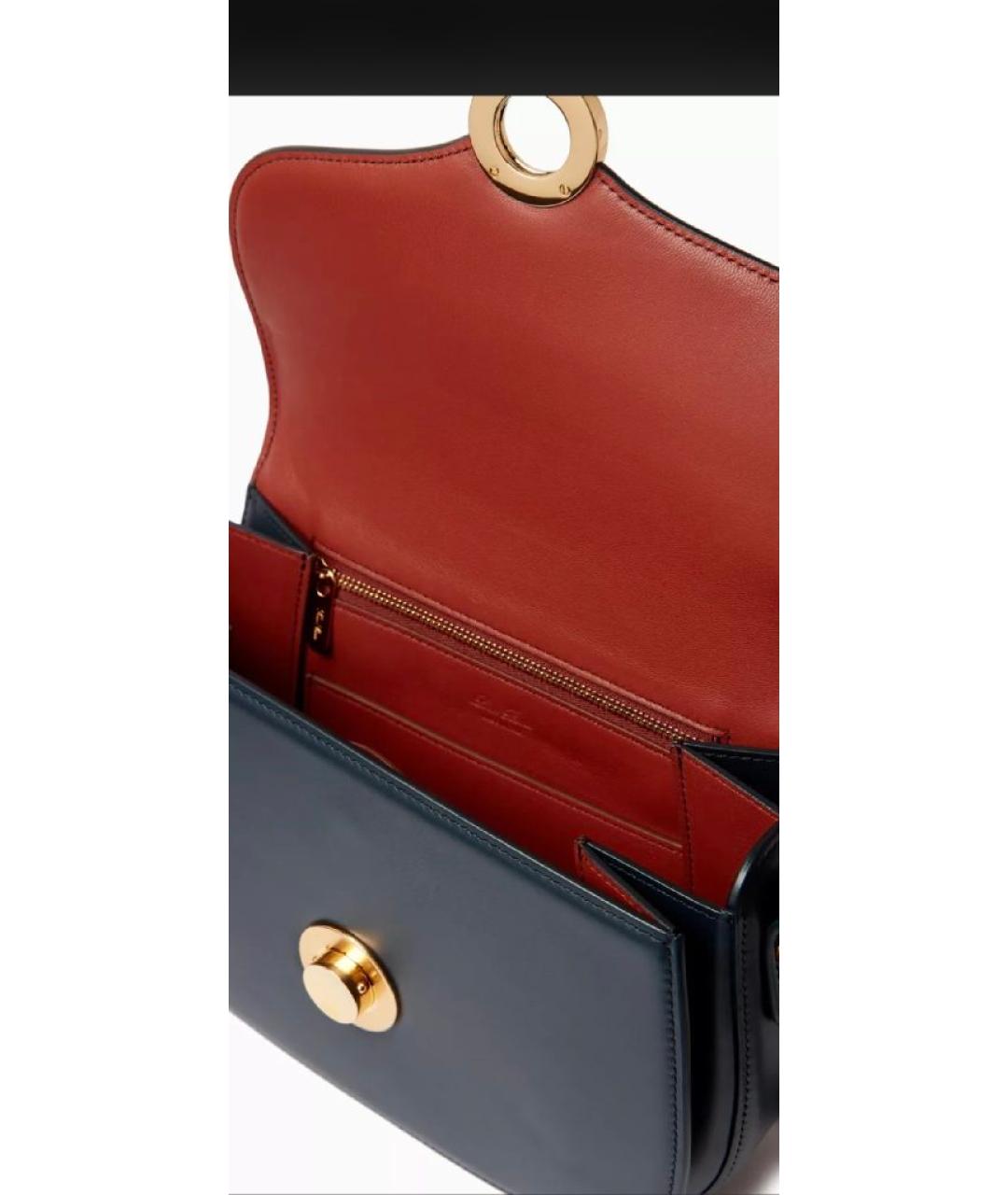 LORO PIANA Темно-синяя кожаная сумка через плечо, фото 3