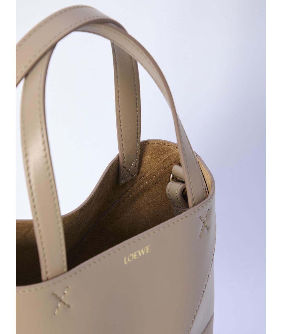 LOEWE Бежевая кожаная сумка тоут, фото 4