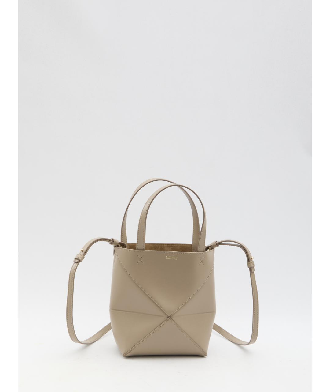 LOEWE Бежевая кожаная сумка тоут, фото 5