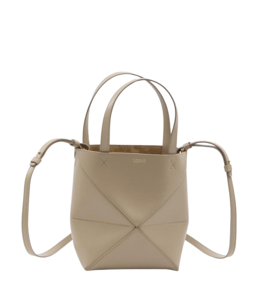 LOEWE Бежевая кожаная сумка тоут, фото 1