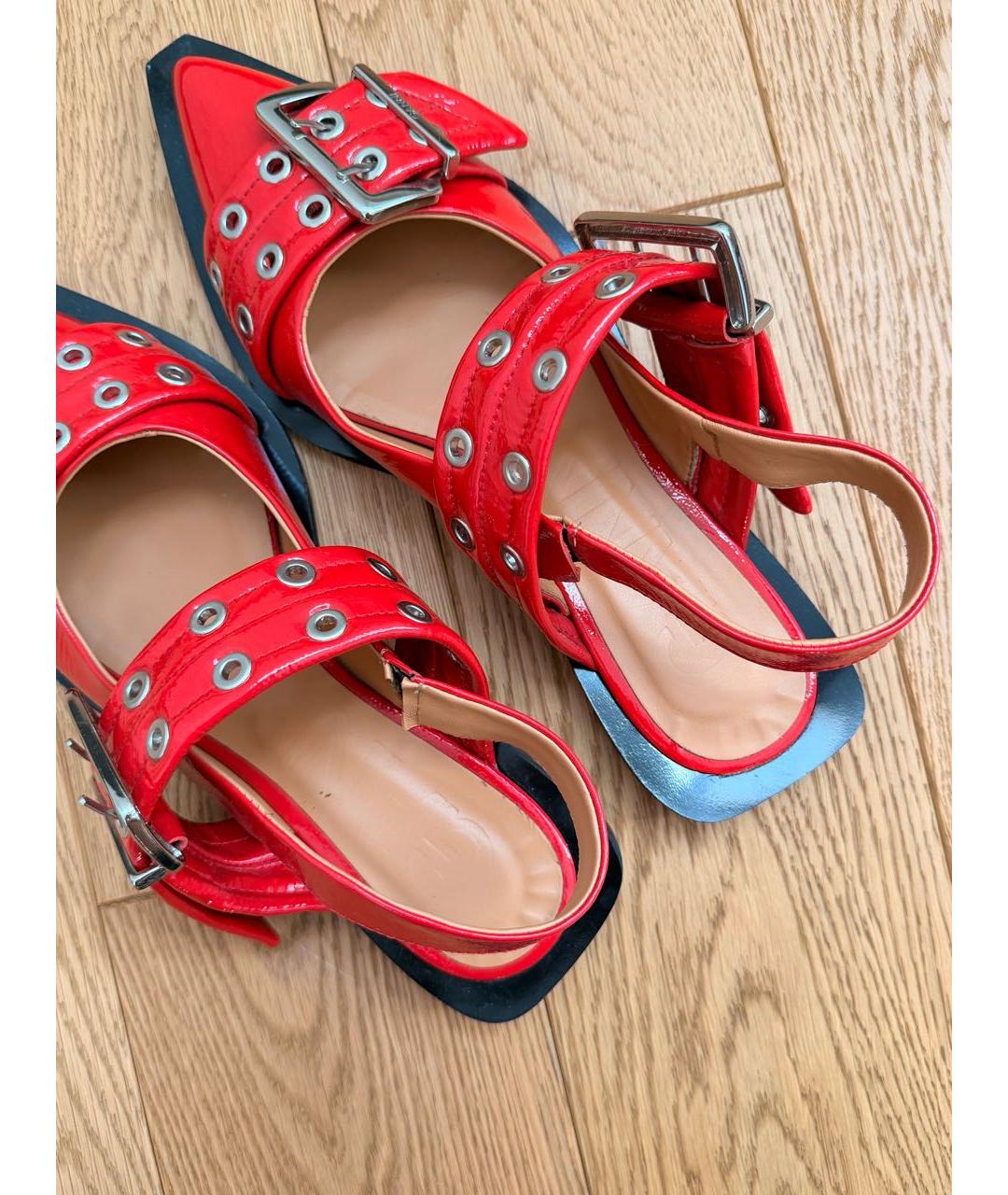 GANNI Красные кожаные балетки, фото 3