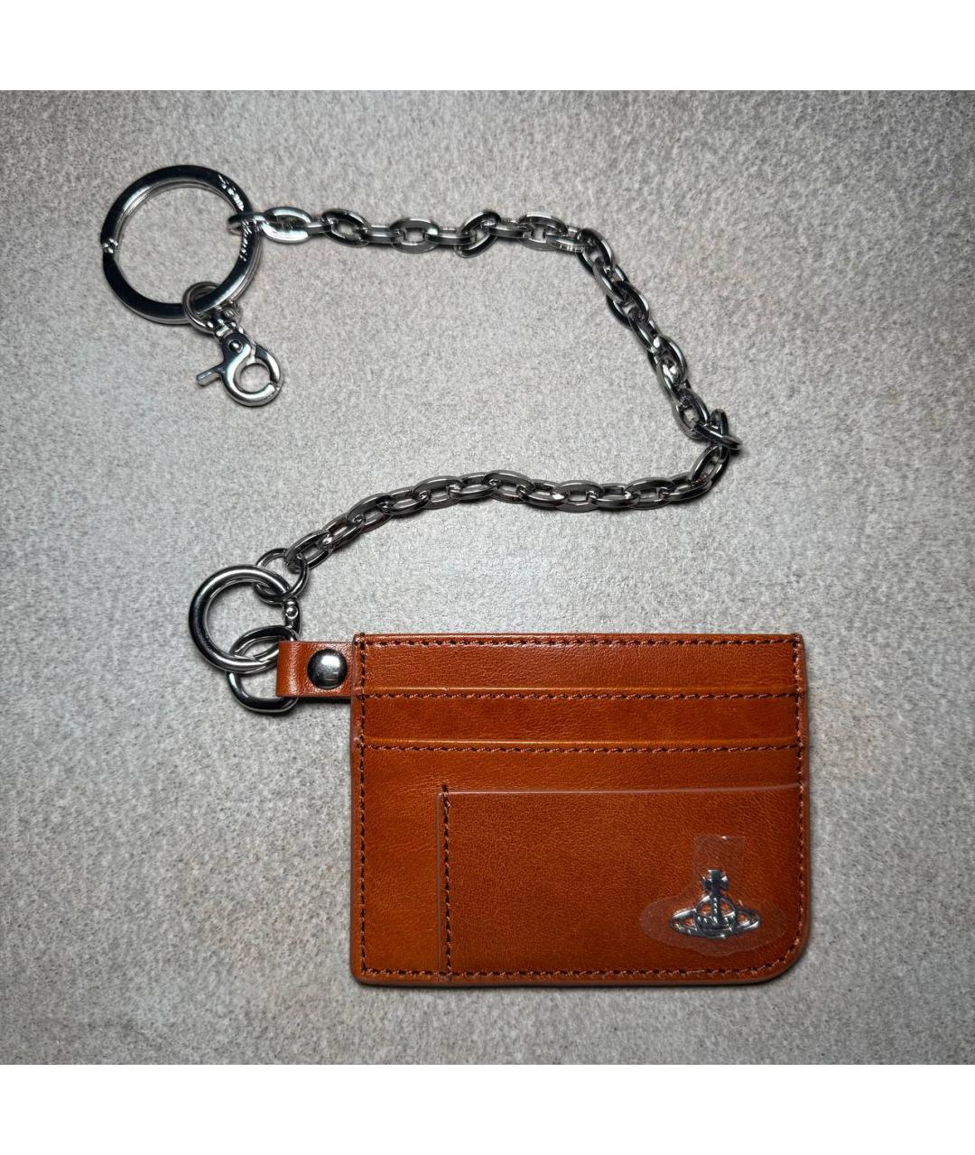 VIVIENNE WESTWOOD Коричневый кожаный кардхолдер, фото 9