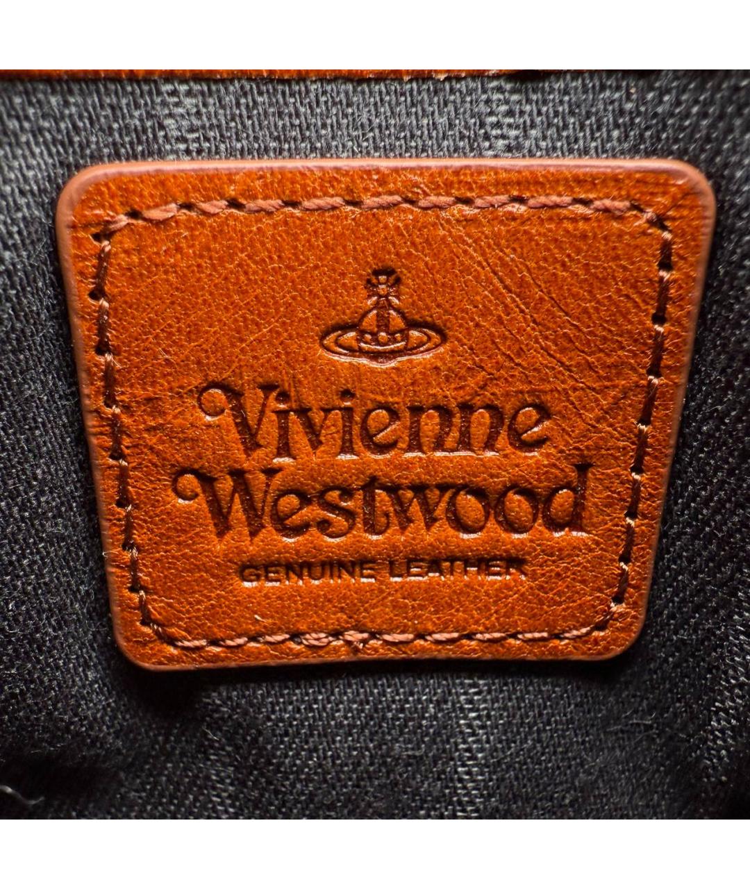 VIVIENNE WESTWOOD Коричневый кожаный кардхолдер, фото 7