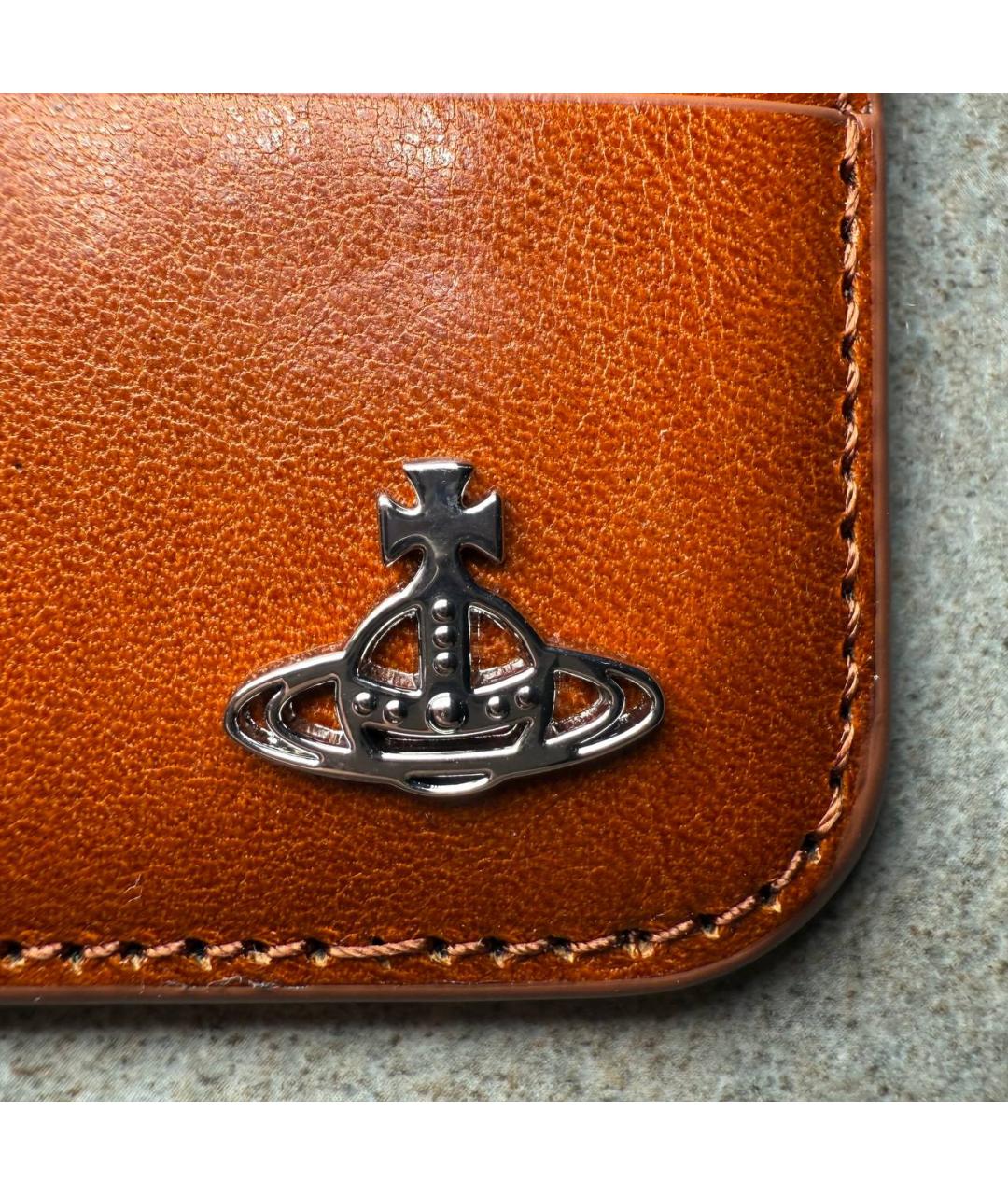 VIVIENNE WESTWOOD Коричневый кожаный кардхолдер, фото 3