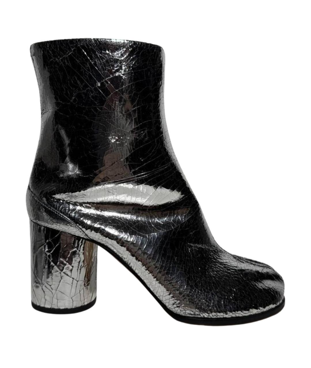 MAISON MARGIELA Серебряные кожаные ботильоны, фото 1