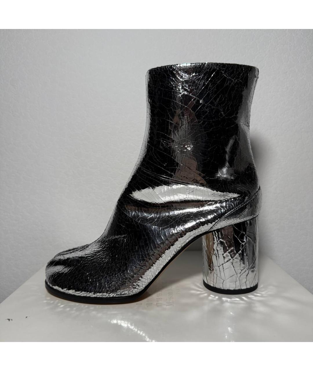 MAISON MARGIELA Серебряные кожаные ботильоны, фото 9