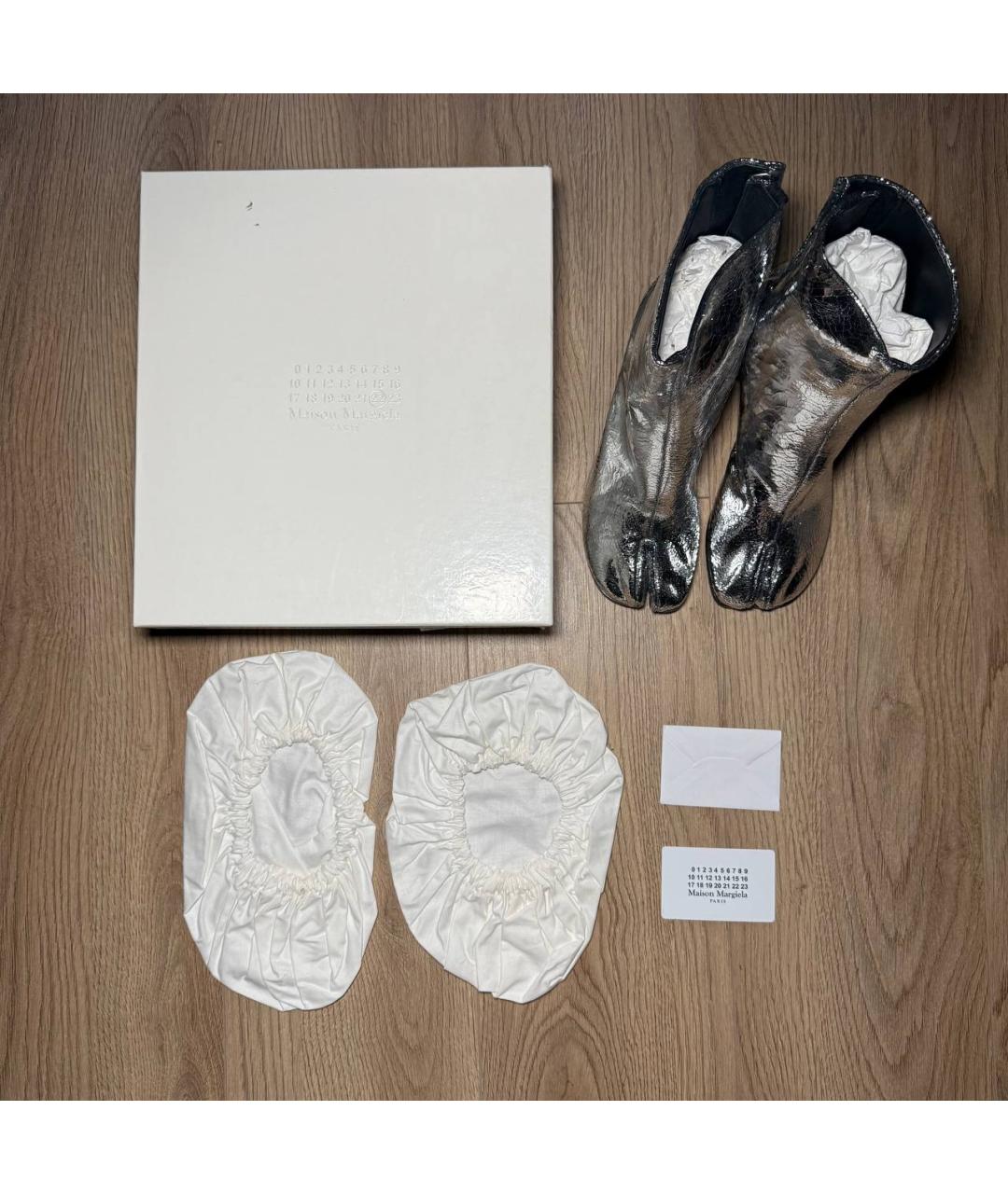 MAISON MARGIELA Серебряные кожаные ботильоны, фото 5