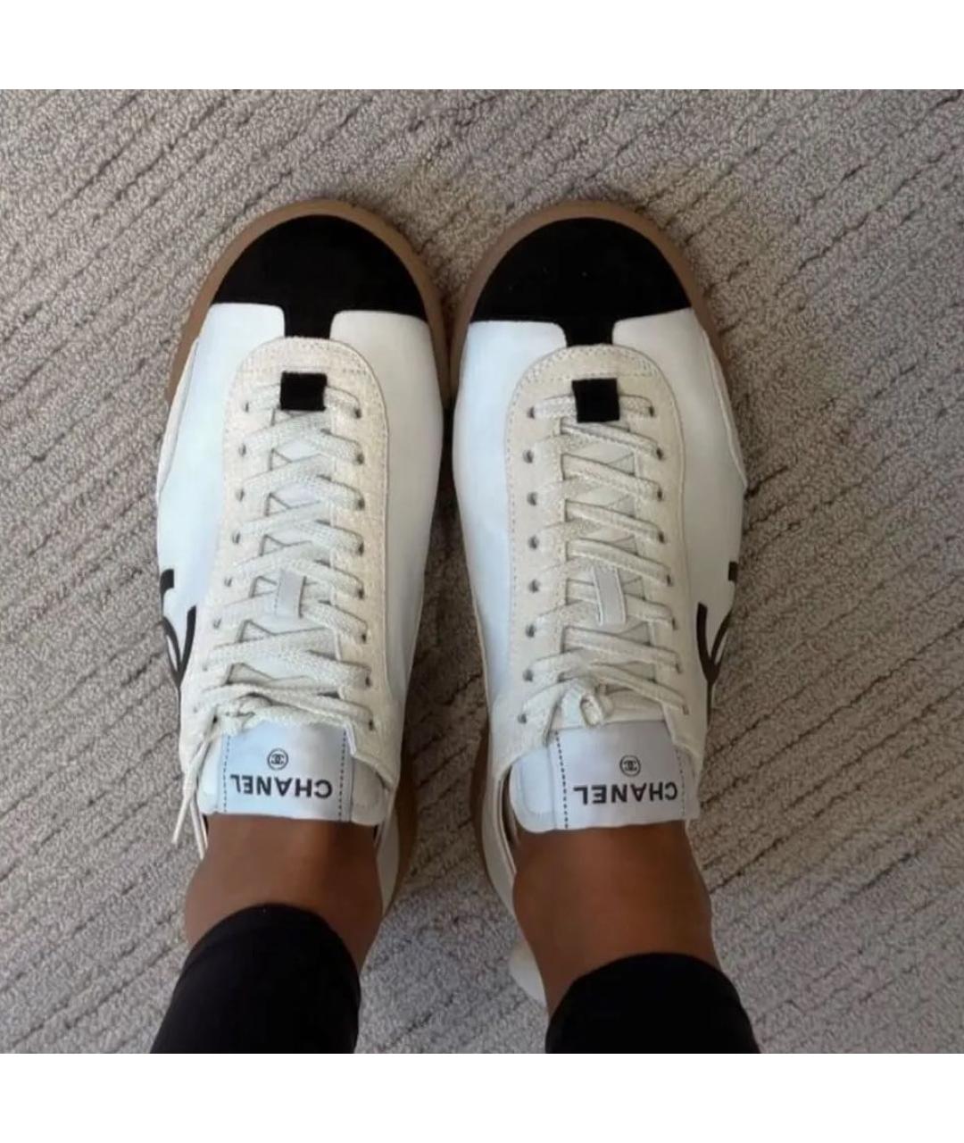 CHANEL Белые кожаные кеды, фото 4