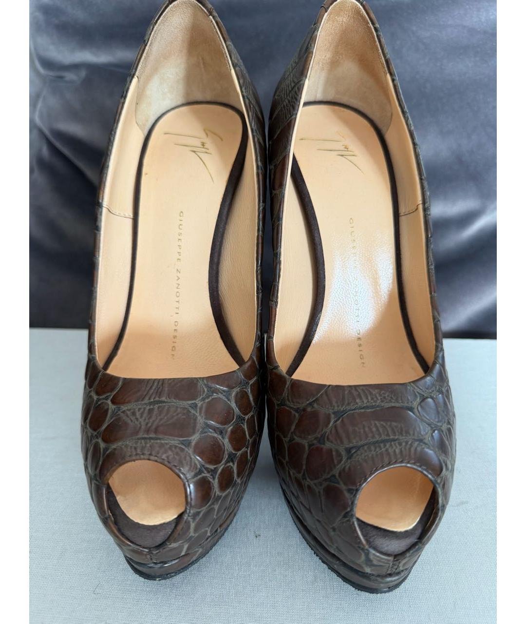 GIUSEPPE ZANOTTI DESIGN Коричневые кожаные туфли, фото 2