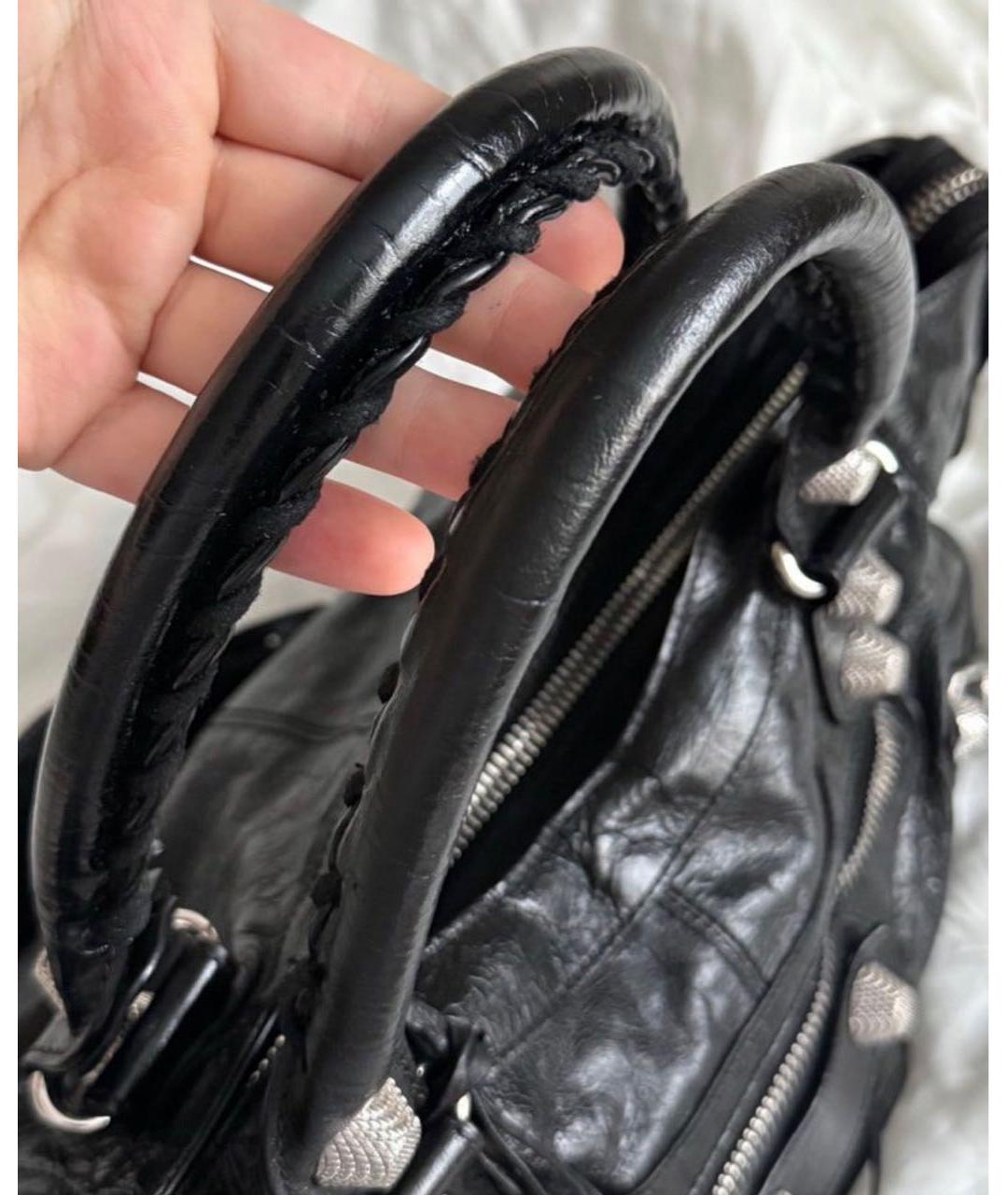 BALENCIAGA Черная кожаная сумка с короткими ручками, фото 3