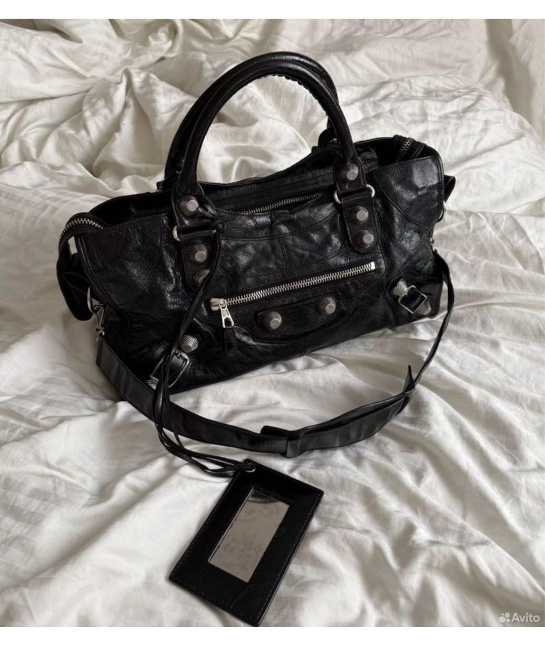 BALENCIAGA Черная кожаная сумка с короткими ручками, фото 9